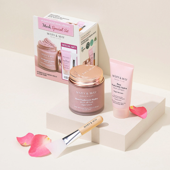 MARY & MAY Vegan Rose Hyaluronic Mask Special Set (125g+30g)