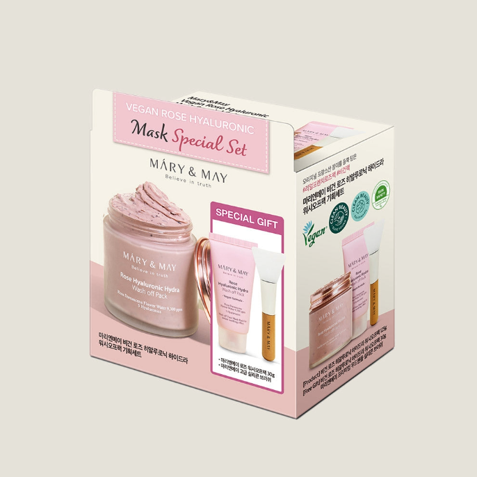 MARY & MAY Vegan Rose Hyaluronic Mask Special Set (125g+30g)